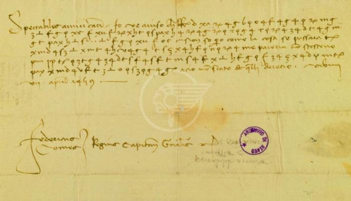 Svelata una lettera cifrata di Federico da Montefeltro a 600 anni dalla sua nascita Svelata una lettera cifrata di Federico da Montefeltro a 600 anni dalla sua nascita
